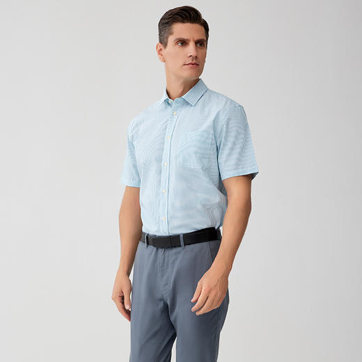 【纯棉短袖衬衫】23年春夏新品男士100%衬衫时尚商务休闲上衣 商品图1
