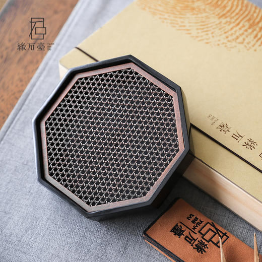 缘石台/君子系列/从古 手编铜+玉檀砚 茶盘  干泡台 壶承 商品图1