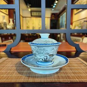 粉彩雪景瑞雪丰年盖碗