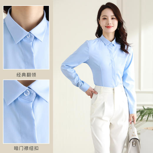 罗蒙春秋女装长袖衬衫女士修身显瘦商务通勤职业工装OL上班衬衣女 商品图4