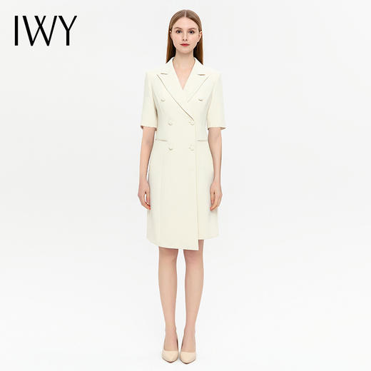 IWY/杏色时尚西装连衣裙夏季新款气质简约高级感中长裙Q13209 商品图3