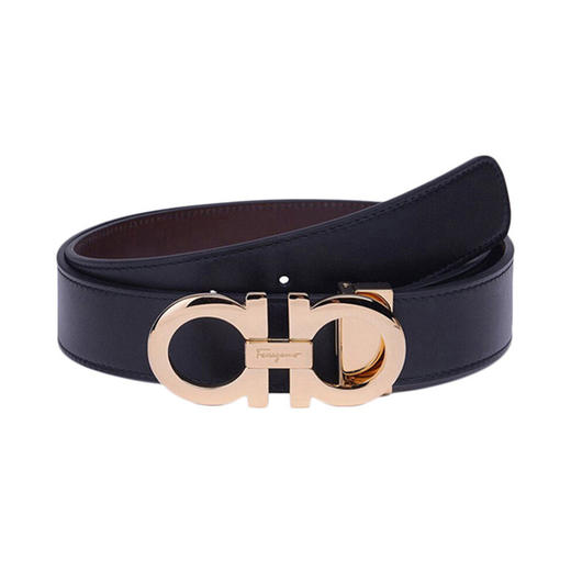 Salvatore Ferragamo 菲拉格慕 男士黑色棕色牛皮板扣式双面腰带 67-5542-586940【包装随机，部分无包装盒】 商品图0