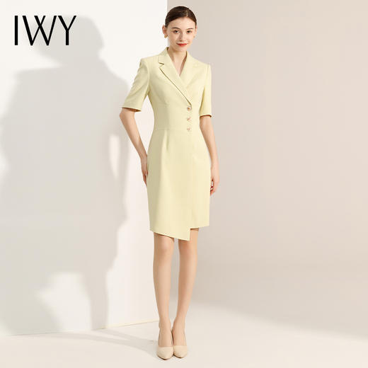 IWY/高级感黄色西装连衣裙女夏季薄款气质职业裙装播音主持人上镜正装Q13203 商品图0