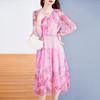 扎染印花真丝乔其连衣裙ZS-3776 商品缩略图0
