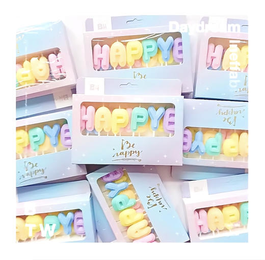 马卡龙色英文蜡烛（单拍不发货） 商品图0