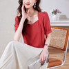 显瘦甜美，法式方领短袖t恤泡泡袖雪纺衫上衣KQL-403H7669 商品缩略图0