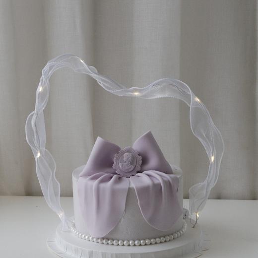 高定款--紫色翻糖蝴蝶结蛋糕（提前2天预定） 商品图0