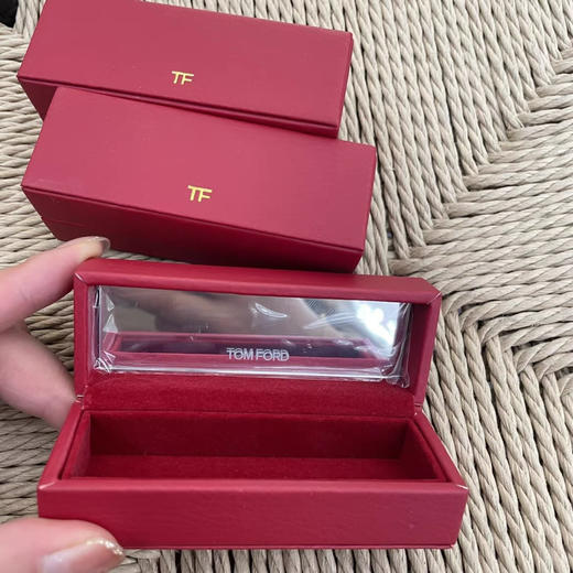 TF红色皮质单只口红收纳盒收纳带镜子 商品图1