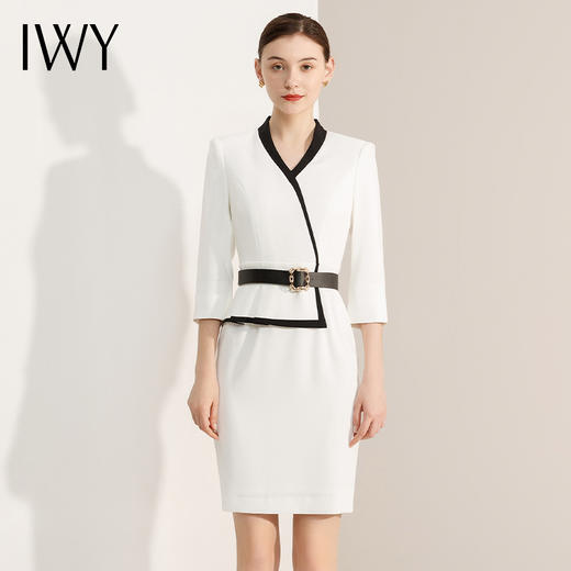 IWY/春夏中袖假两件连衣裙工装裙高端气质职业装女神范套装时尚工作服Q12301 商品图1
