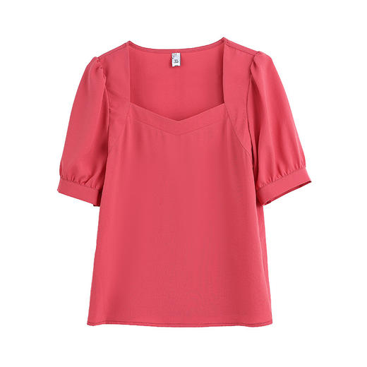 显瘦甜美，法式方领短袖t恤泡泡袖雪纺衫上衣KQL-403H7669 商品图4