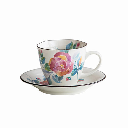 【清仓特惠7折，仅1套，无货退款】日本进口美浓烧和蓝花卉咖啡套杯日式家用陶瓷下午茶杯马克杯250ml 商品图0