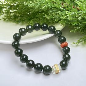 和田玉单圈-水晶方块南瓜珠圆珠