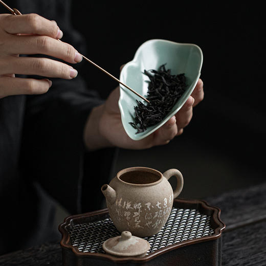 汝山明丨仿古豆青釉轻舟茶则 商品图2
