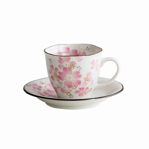 【清仓特惠7折，仅1套，无货退款】日本进口美浓烧和蓝花卉咖啡套杯日式家用陶瓷下午茶杯马克杯250ml 商品图1