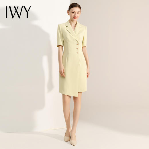 IWY/高级感黄色西装连衣裙女夏季薄款气质职业裙装播音主持人上镜正装Q13203 商品图1