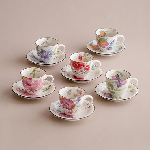 【清仓特惠7折，仅1套，无货退款】日本进口美浓烧和蓝花卉咖啡套杯日式家用陶瓷下午茶杯马克杯250ml 商品图2