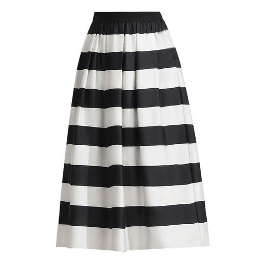 条纹拼接中长款简约修身时尚A字裙夏款松紧腰休闲半身裙MYX-88812 商品图4