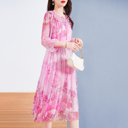 扎染印花真丝乔其连衣裙ZS-3776 商品图2