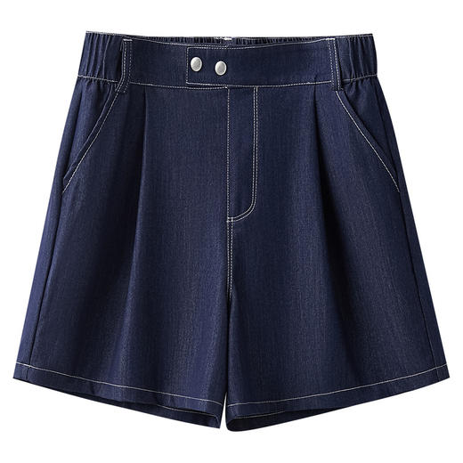 休闲时尚，简约短款牛仔阔腿三分裤夏款后腰松紧时髦短裤MYX-9504 商品图4