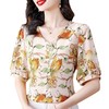 SMZ7697 夏季短袖印花雪纺衫女2023新款妈妈夏装洋气显瘦上衣气质女士小衫 商品缩略图4