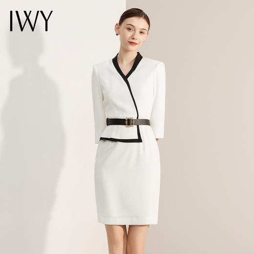 IWY/春夏中袖假两件连衣裙工装裙高端气质职业装女神范套装时尚工作服Q12301 商品图2