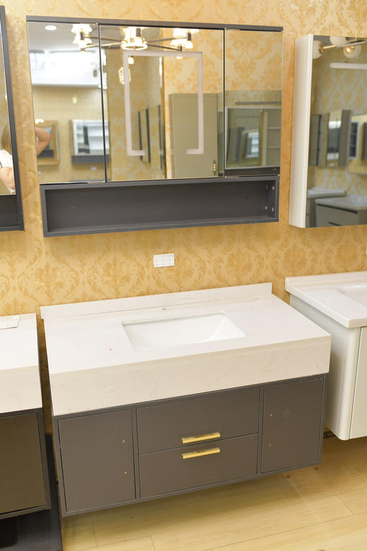 浴室柜 灰 风水镜 HX19-100CM 商品图1