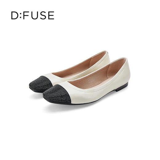 D:FUSE/迪芙斯春季新款羊皮方头烫钻平底蛋卷鞋单鞋DF31111306 商品图2