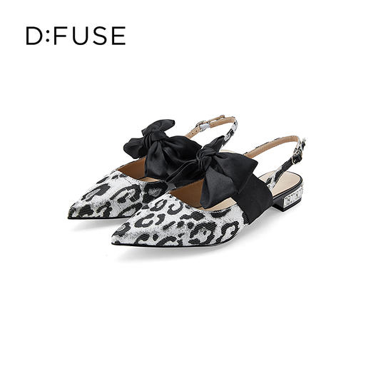 DFuse迪芙斯2023春季新款尖头真丝蝴蝶结低跟单鞋女鞋DF31114111 商品图2