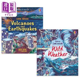预售 【中商原版】Usborne Look Inside 尤斯伯恩看里面 纸板书绘本2册套装 火山地震Volcanoes Earthquakes 恶劣天气Wild Weather
