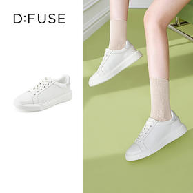 D:FUSE/迪芙斯2023春季新款羊皮圆头烫钻小白鞋休闲板鞋DF31112293