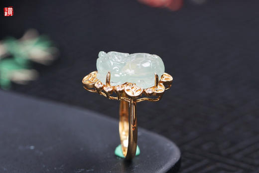 天然翡翠【龙龟】戒指   镶嵌：18k金伴钻 商品图6