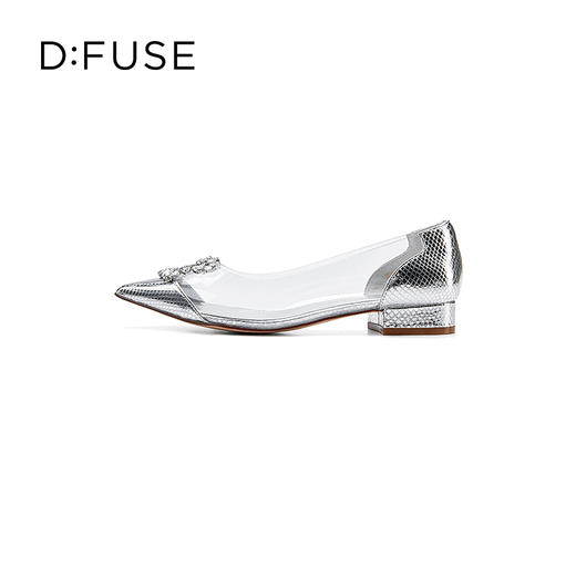 D:FUSE/迪芙斯秋季新品透明方形钻扣尖头平底单鞋DF31111156 商品图1
