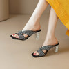 夏季新款，水钻丝绸水晶粗跟气质凉拖YLY-A2003 商品缩略图9