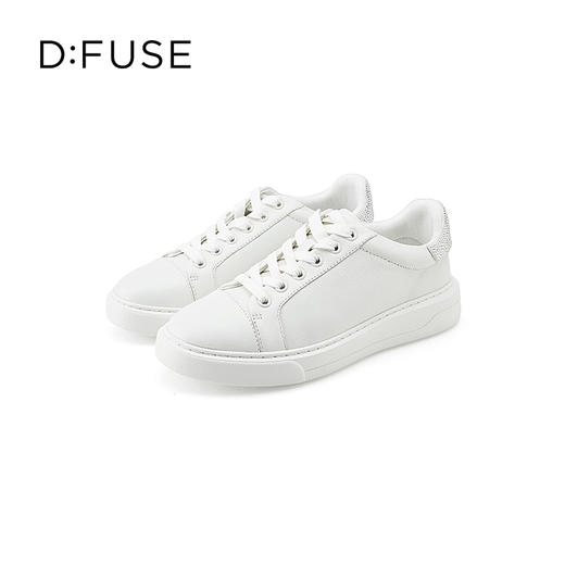 D:FUSE/迪芙斯2023春季新款羊皮圆头烫钻小白鞋休闲板鞋DF31112293 商品图2
