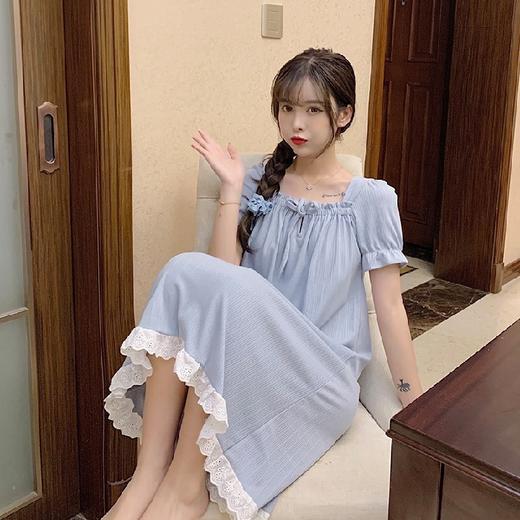 【甜美ins风！蕾丝边睡裙睡衣女】舒适柔软透气，亲肤无束缚，饱满而优雅的蕾丝边与宽松的设计，夏季爆款短袖宽松中长款裙子粉丝专属 商品图5
