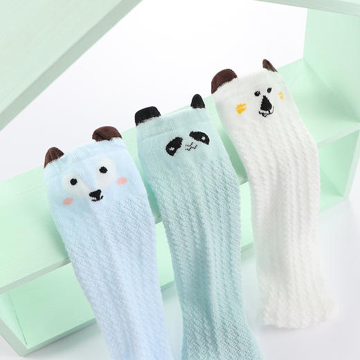 【2双装】婴儿防蚊袜夏季薄款宝宝透气网眼中筒袜卡通耳朵过膝儿童袜子 商品图2