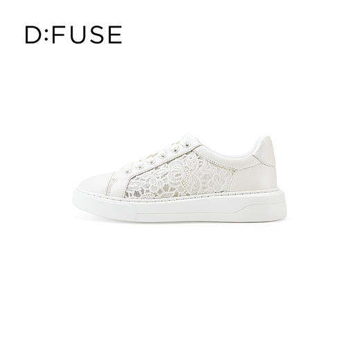 DFuse迪芙斯2023春季新款圆头刺绣蕾丝小白鞋休闲板鞋DF31112296 商品图1
