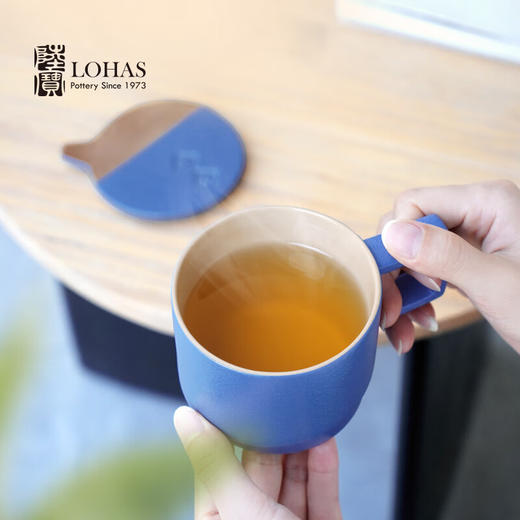 陆宝陶瓷带盖咖啡马克杯260ml挂耳花茶功夫茶杯水杯50周年 初心咖啡杯 经典蓝 商品图1