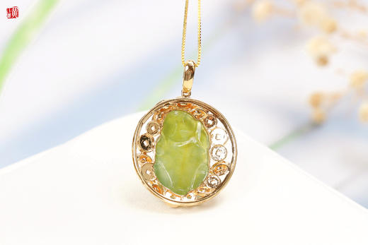 天然黄翡【龙龟】吊坠     镶嵌：18K金 商品图4