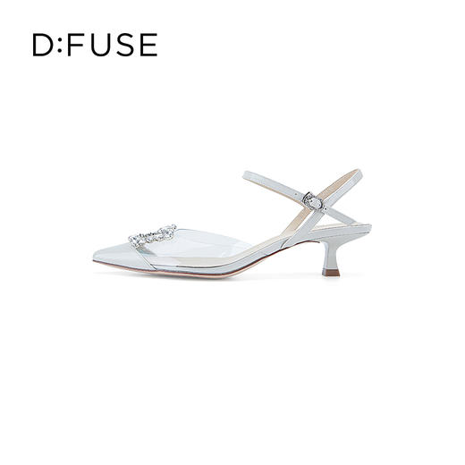 DFuse包头低跟凉鞋2023春季新款漆皮尖头钻扣单鞋女DF31114155 商品图1