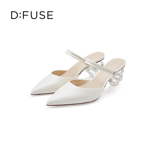 DFuse迪芙斯2023春季新款羊皮仙女水晶跟包头拖鞋单鞋DF31114045 商品图2