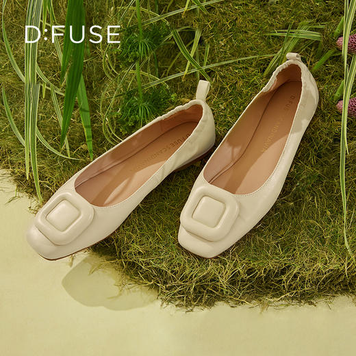 DFuse迪芙斯春季新款羊皮方头法式单鞋平底鞋软底DF31111402 商品图10