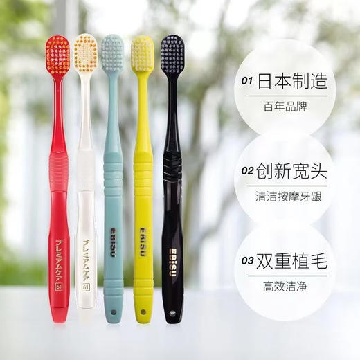 [2支装】EBISU惠百施宽头牙刷6列41孔软毛牙刷软毛（颜色随机发货） 商品图3