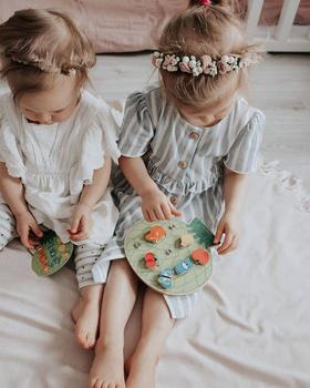 djeco钉钉板颜色动物水果认知扣子2-3岁儿童早教益智桌面游戏玩具