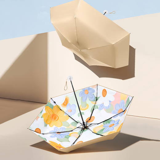 【晴雨两用 钛金伞布】FIYU小金伞4.0 体感降温 半透明磨砂手柄 羽感设计 轻巧随身 商品图2