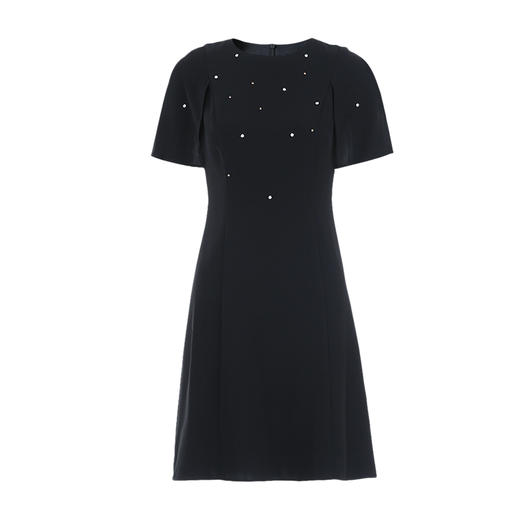 EITIE爱特爱精致优雅钉珠修身显瘦黑色连衣裙气质通勤夏季新款B2307176 商品图5