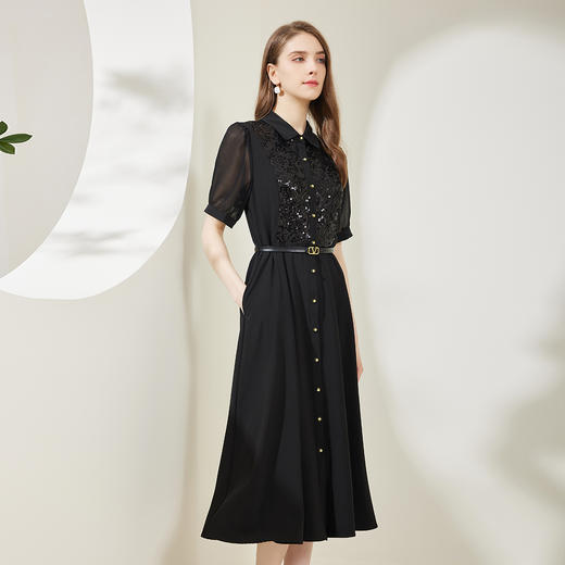 NF8S1斯尔丽瑟俪2023夏季新款拼接收腰小礼服感连衣裙 商品图2