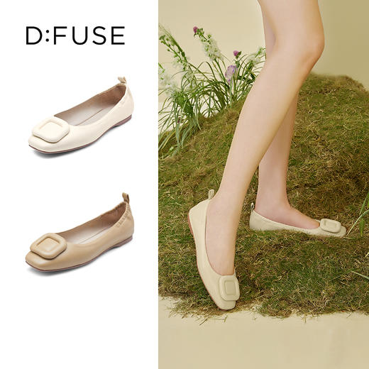 DFuse迪芙斯春季新款羊皮方头法式单鞋平底鞋软底DF31111402 商品图0