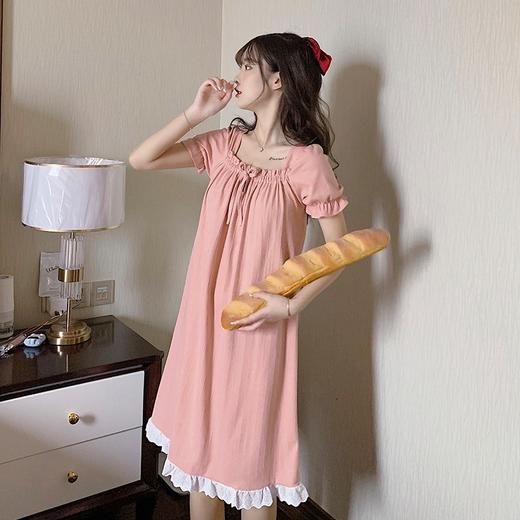 【甜美ins风！蕾丝边睡裙睡衣女】舒适柔软透气，亲肤无束缚，饱满而优雅的蕾丝边与宽松的设计，夏季爆款短袖宽松中长款裙子粉丝专属 商品图2