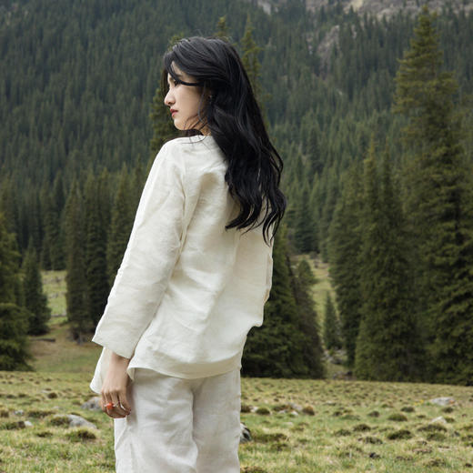 绽放426-427朵/身心灵套装禅服空气干洗亚麻七分袖T恤&双层长裤 商品图1